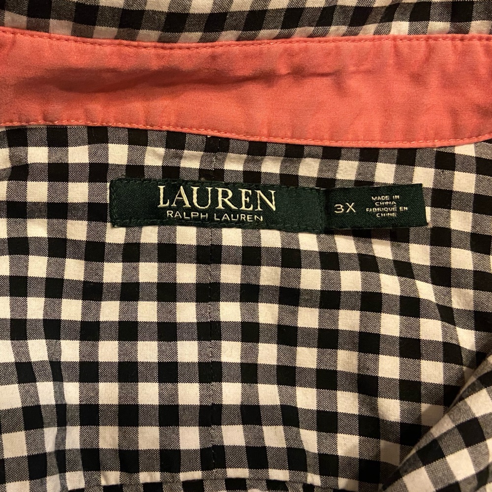 Lauren Ralph Lauren Womens Button Up Shirt Sz 3X Gingham Pink Cuffs Old Money - Picture 3 of 7